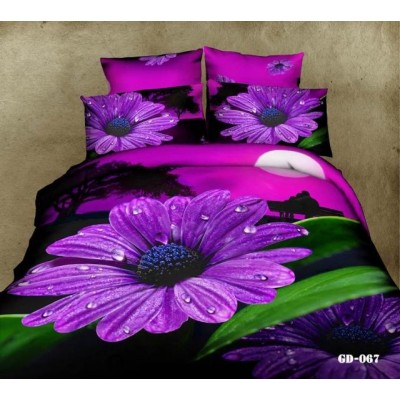 Factory 100% polyester microfiber 3d digital printed newest falower bedsheet fabric